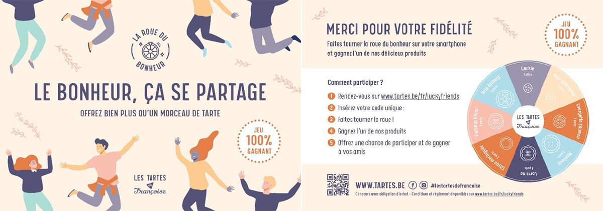 Flyer distribué pendant la campagne Lucky Friends réalisée pour Les Tartes de Françoise.